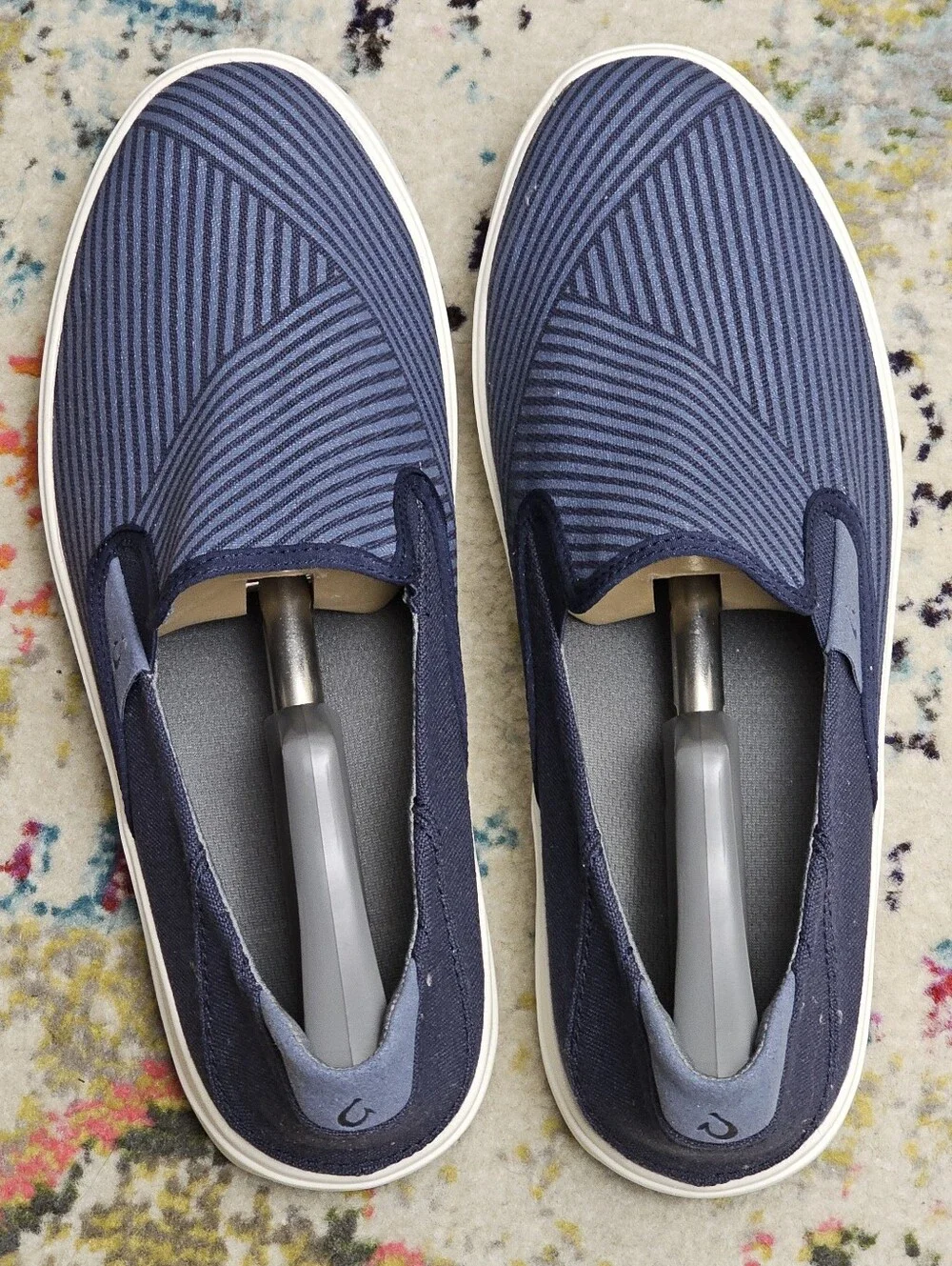 OluKai Lae'ahi Lole Slip On Sneakers Men's Size 11 Blue Canvas Gum Drop-in Heel